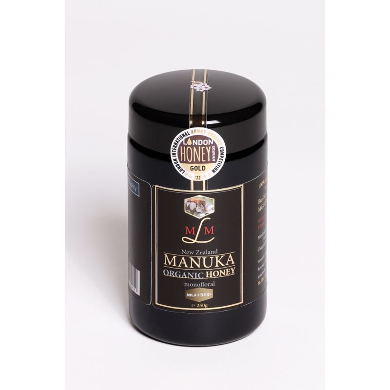 MLM MLM-Bio-Manuka-Honig MGO 514+ in Mironglas (Violett-Glas) - Produktbild