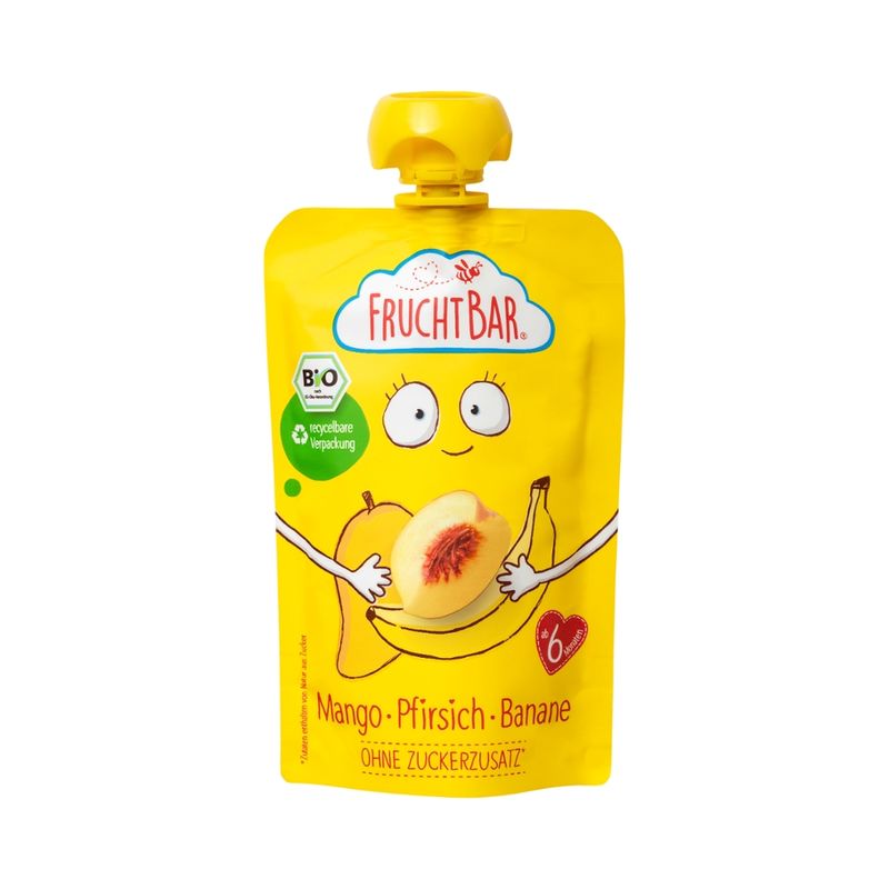 FruchtBar  FruchtBar - Bio-Fruchtpüree Mango, Pfirsich, Banane - Produktbild