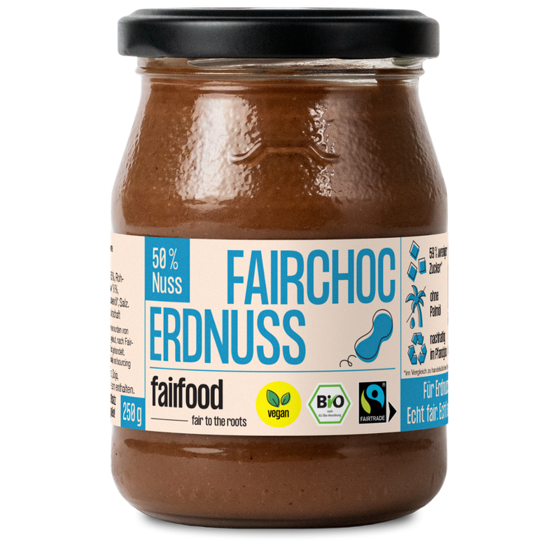 fairfood Freiburg Fairchoc Erdnuss-Schoko-Creme (250g, Pfandglas klein, Bio & Fairtrade) - Produktbild