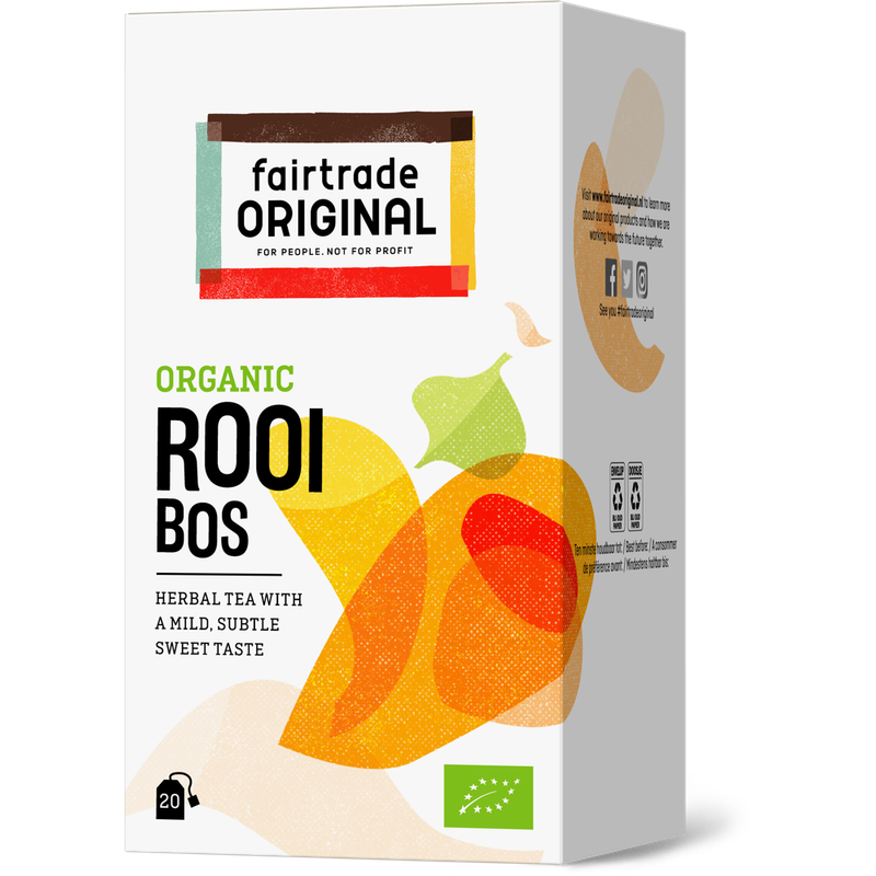 Fairtrade Original Biologischer Rooibos Tee, 20 Beutel, Fairtrade. Weicher, mild-süßer Geschmack. - Produktbild