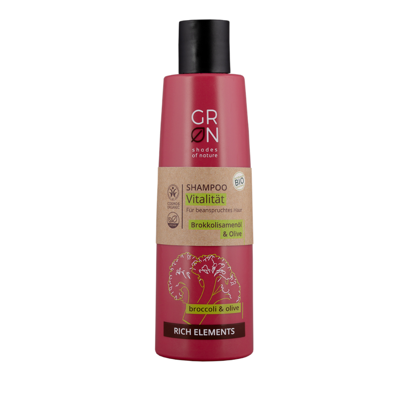 GRN GRN [GRÜN] Shampoo Vitalität Bio-Olive & Bio-Brokkolisamenöl - Rich Elements - Produktbild