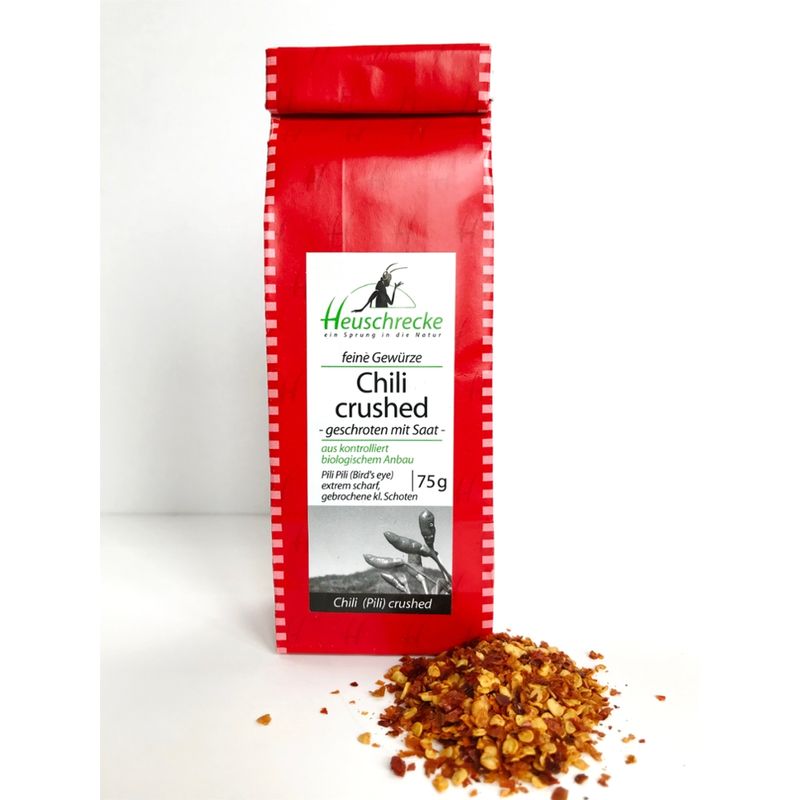 Heuschrecke Chili crushed, mit Saat, extrem scharf, kbA - Produktbild