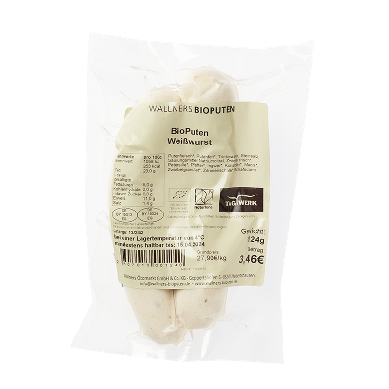 TAGWERK Puten Weißwurst Wallners Bioputen - Produktbild
