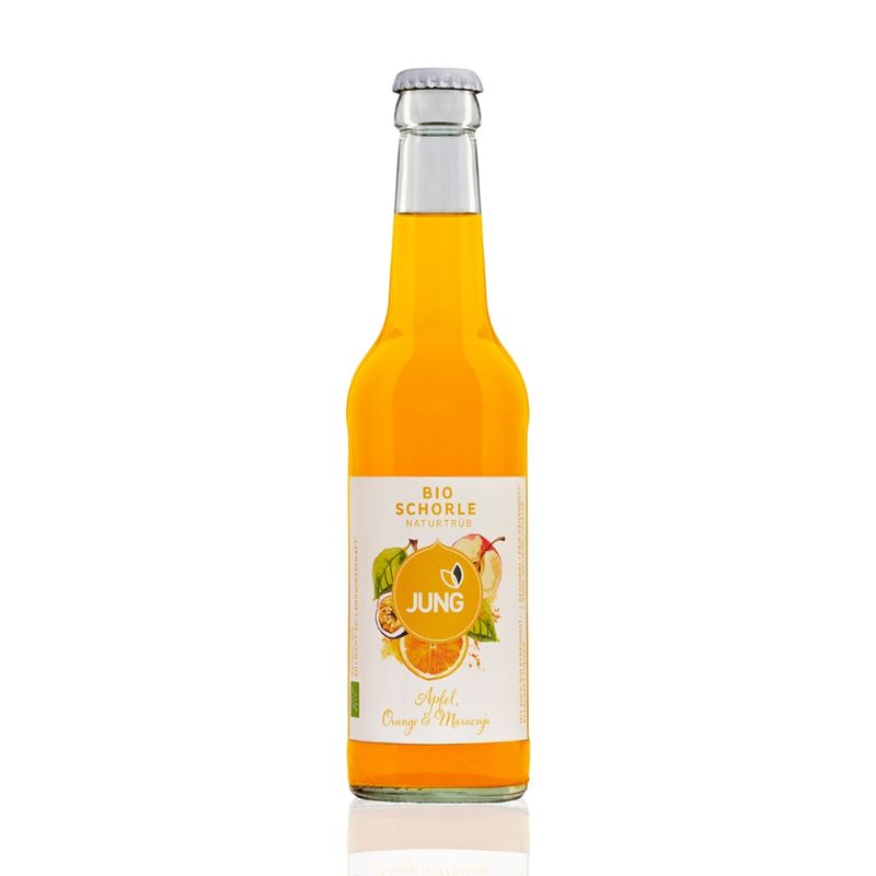 Jung Fruchtsäfte Jung Bio Apfel-Orange-Maracuja-Schorle aus dem Schwarzwald - Produktbild