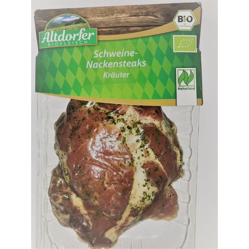 Altdorfer Biofleisch Bio Schweine Nackensteak mariniert Kräuter SKIN - Produktbild