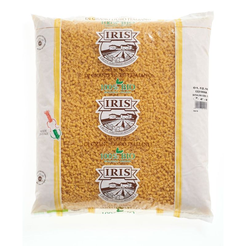 IRIS  Ditalini piccoli rigati, kleine Fingerhuetefötrmige helle Nudeln aus bio Hartweizengriess 5 kg - Produktbild