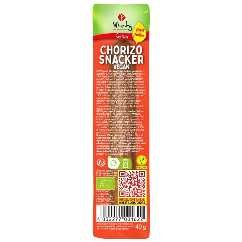 Wheaty Wheaty Chorizo Snacker Vegan - Produktbild