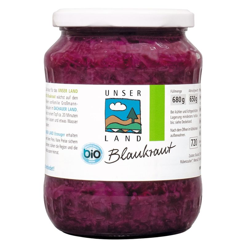 UNSER LAND UNSER LAND Bio Blaukraut, BayBio, 680g Glas - Produktbild