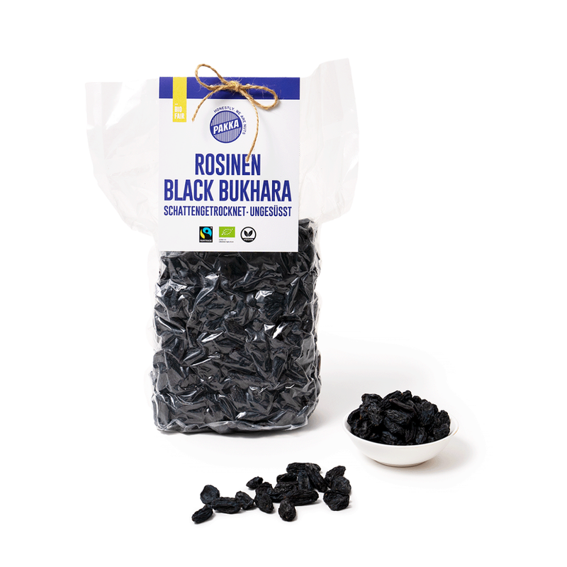 Pakka Black Bukhara Rosinen getrocknet, Bio & Fairtrade, 1kg - Produktbild