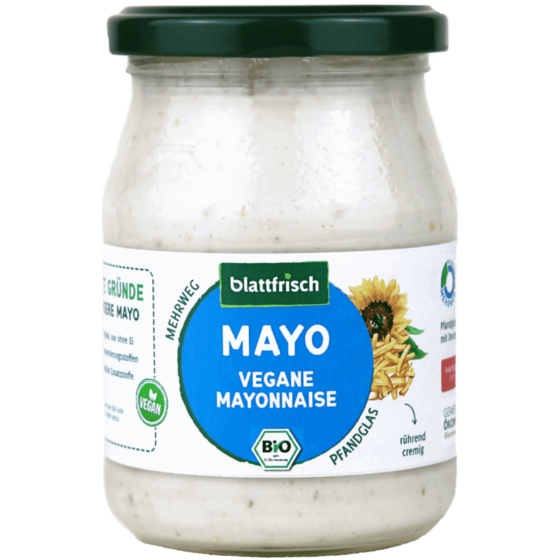 blattfrisch  MAYO - vegane Mayonnaise mit Sonnenblumenöl und Erbsenprotein Glas 250 ml - Produktbild