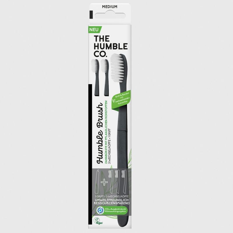 The Humble Co.  Humble Brush Wechselkopf pflanzenbasiert 3 Köpfe + 1 Griff - Produktbild