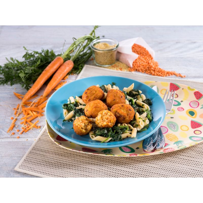 Vegeta Vegane Bällchen aus Karotten, roten Linsen und Hirse, vorfrittiert, tiefgefroren - Produktbild