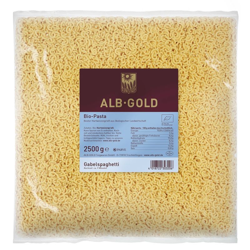 ALB-GOLD AG Bio Hartweizen Gabelspaghetti 4 x 2,5 kg - Produktbild