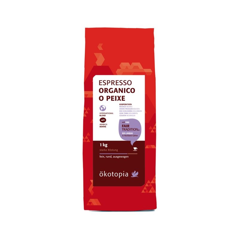 Ökotopia  Espresso Organico-O Peixe kbA Bohne 1 kg - Produktbild