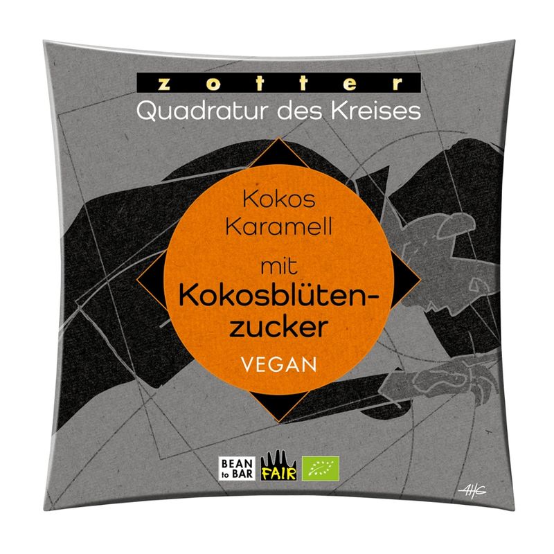 Zotter Schokolade Quadratur des Kreises - Kokos Karamell mit Kokosblütenzucker VEGAN - Produktbild