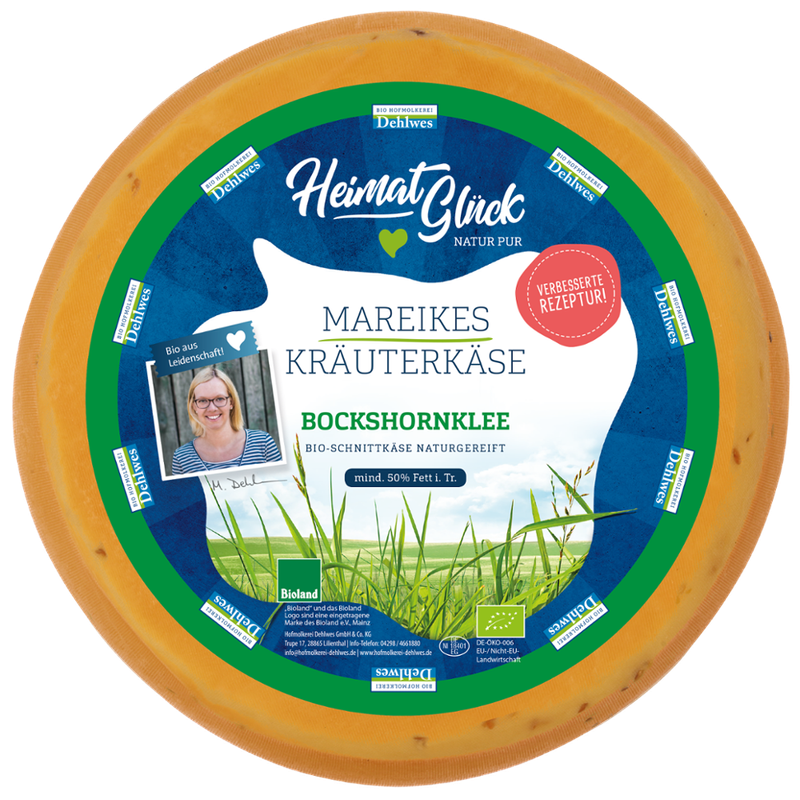 HeimatGlück Mareike's Kräuterkäse - Bockshornklee, Bio Schnittkäse mind. 50 % Fett i. Tr. - Produktbild