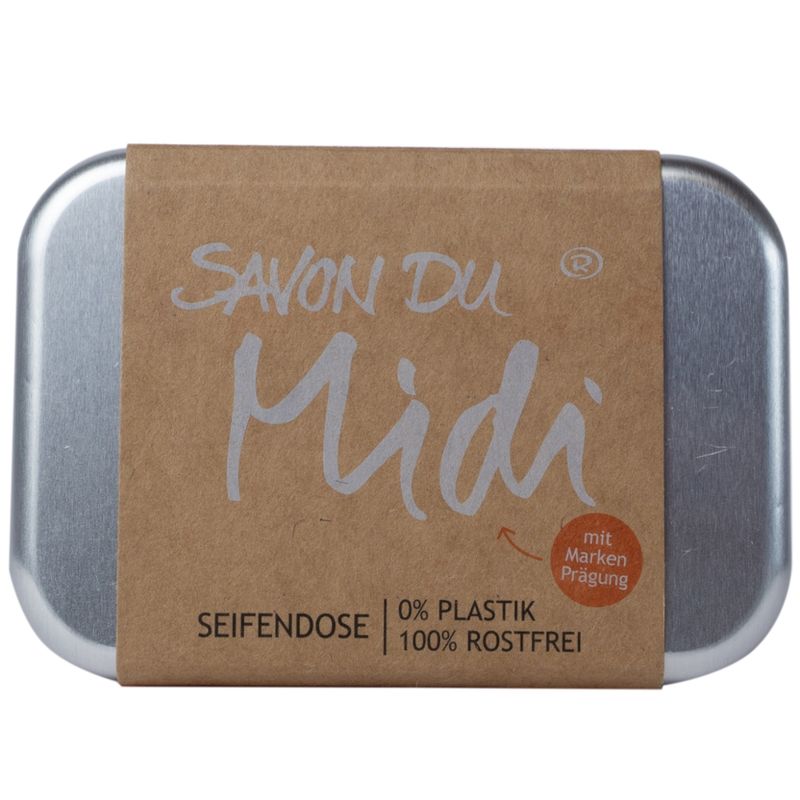 Savon du Midi Seifendose Aluminium mit Prägung "Savon du Midi" und herausnehmbarer Ablage mit Löchern, 3-tlg. - Produktbild