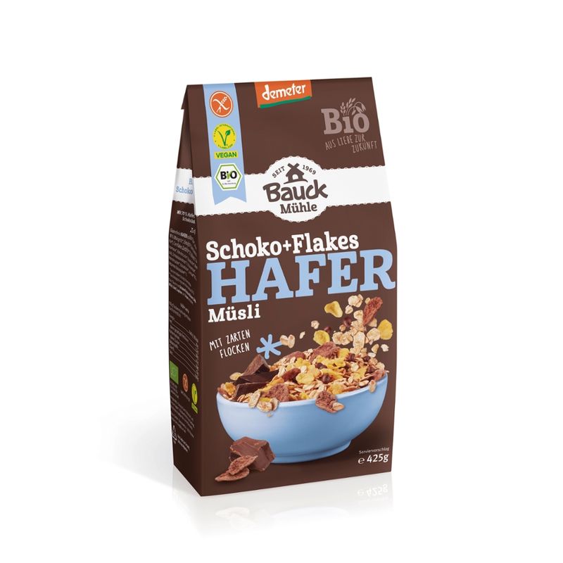 Bauck Mühle Hafer Müsli Schoko+Flakes Demeter gf - Produktbild