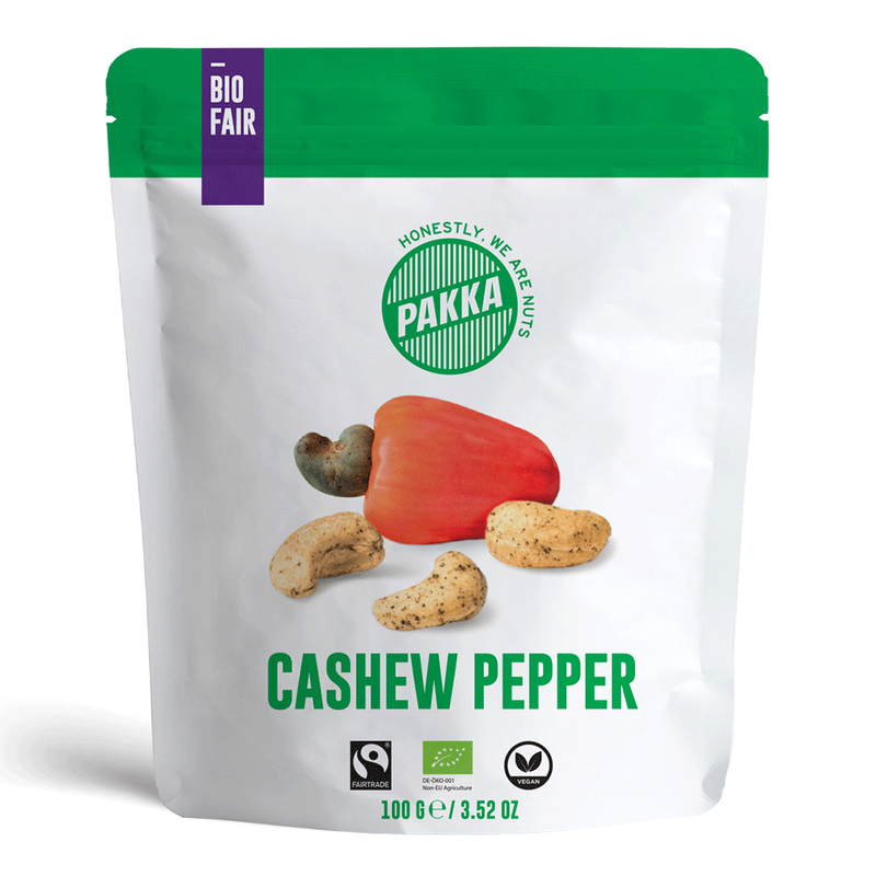 Pakka Cashews geröstet mit Malabar Pfeffer, Bio & Fairtrade, 100g - Produktbild