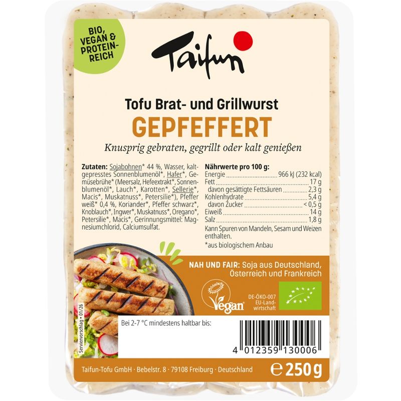 Taifun Tofu Brat- und Grillwurst Gepfeffert - Produktbild