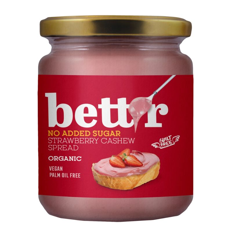 Bett'r Bett'r Erdbeer-Cashew-Aufstrich ohne Zuckerzusatz, 250 g - Produktbild