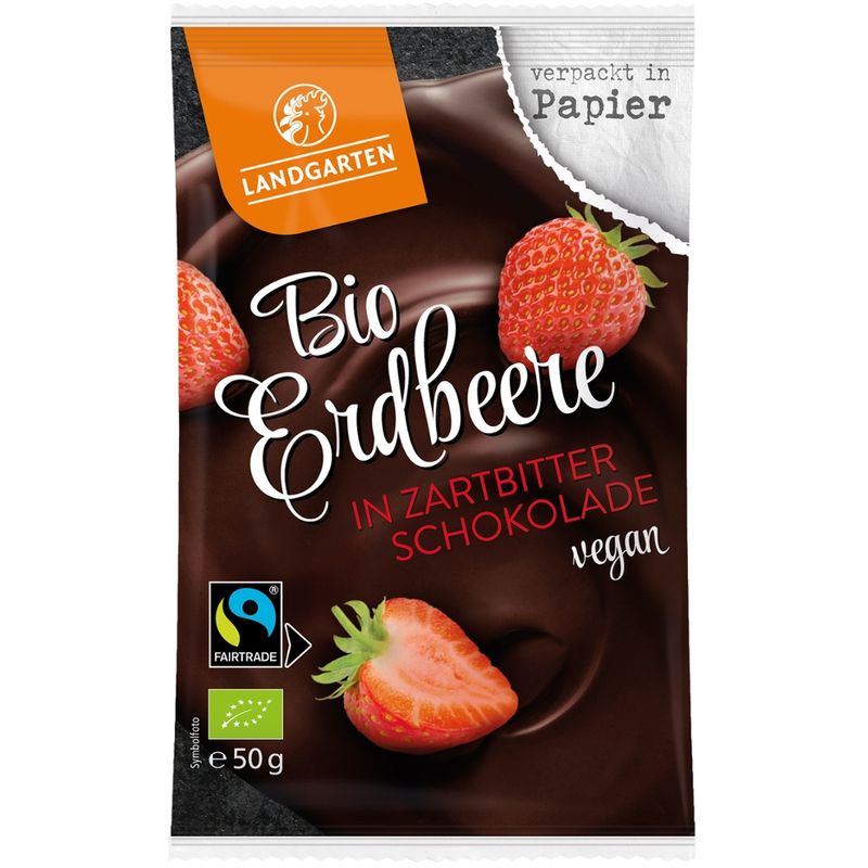 Landgarten Bio FT Erdbeere in Zartbitter-Schokolade 50g - Produktbild