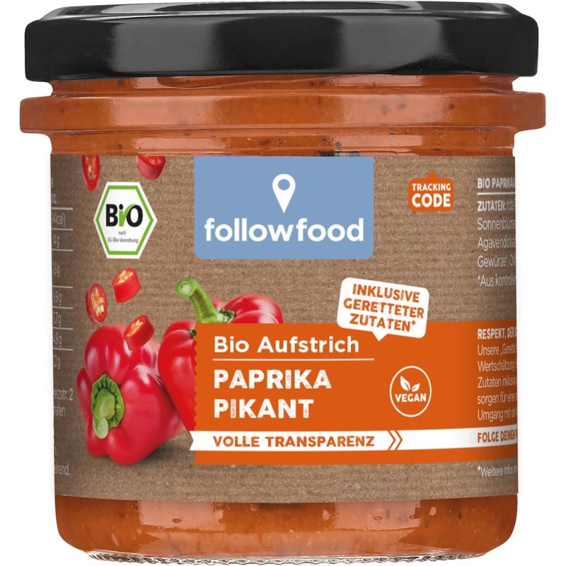 followfood Bio Paprikaaufstrich pikant vegan - Produktbild