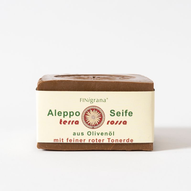 FINigrana® Naturkosmetik FINigrana Aleppo Olivenseife mit 30% Terra Rossa (feine rote Tonerde) Peelingseife für unreine oder fettige Haut - Produktbild