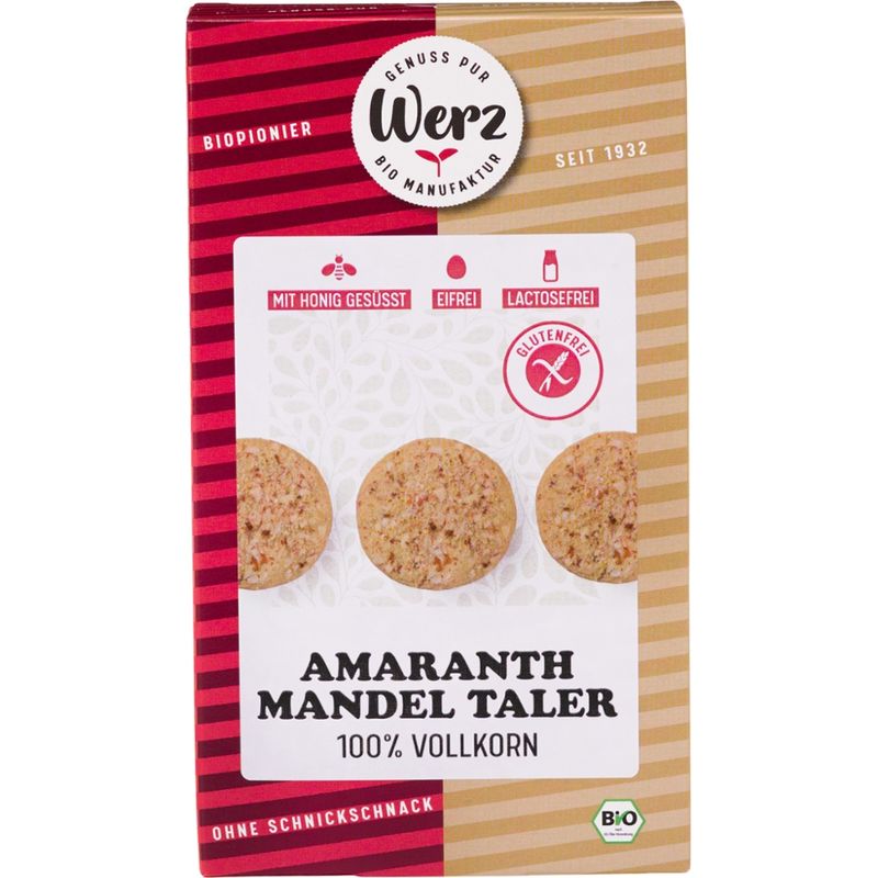 Naturkornmühle Werz Amaranth Mandel Taler, 4-Korn Vollkornkekse, glutenfrei - Produktbild
