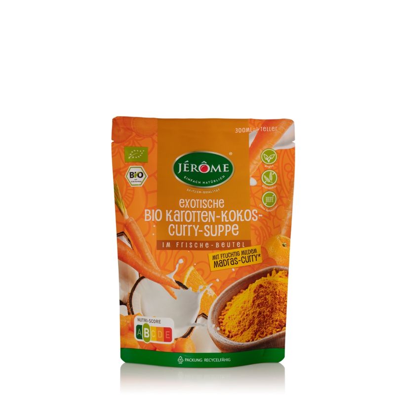 Bavaria BioMarken JÉRÔME Bio Karotten-Kokos-Curry-Suppe* 300 ml im Frischebeutel - Produktbild