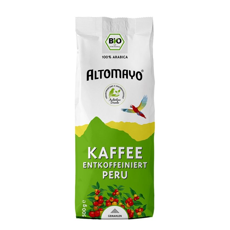 Altomayo ALTOMAYO - Bio Kaffee Entkoffeiniert Peru, gemahlen, 500 g Beutel - Produktbild