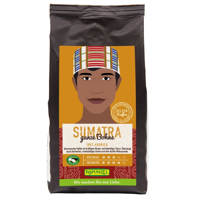 Rapunzel Heldenkaffee Sumatra, ganze Bohne HIH - Produktbild