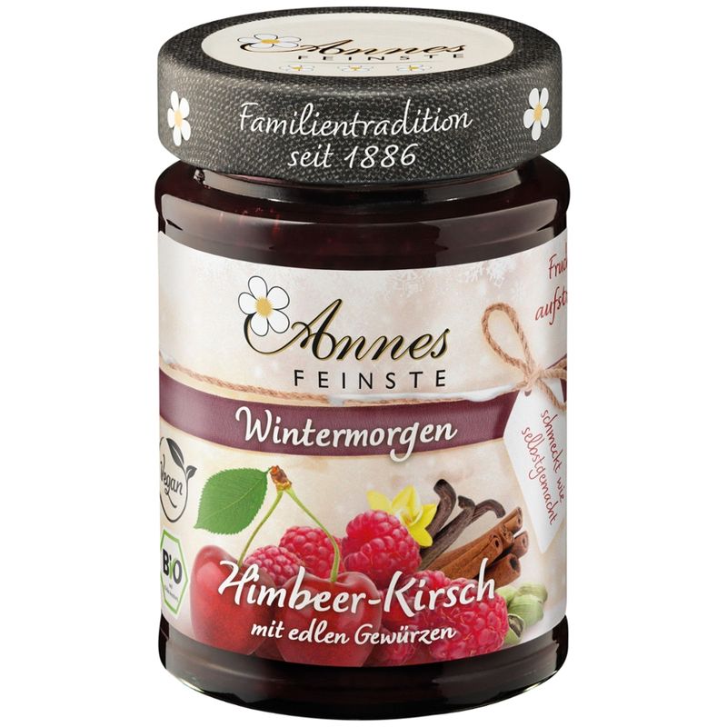 Annes Feinste Annes Feinste Bio Fruchtaufstrich Himbeer-Sauerkirsche mit feinen Gewürzen - Produktbild