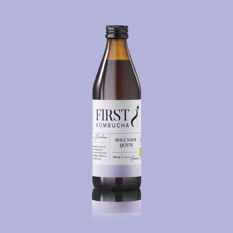 FIRST8 Kombucha Manufaktur FIRST8 Kombucha Manufaktur München - Bio Kombucha - HOLUNDER-QUITTE - Produktbild