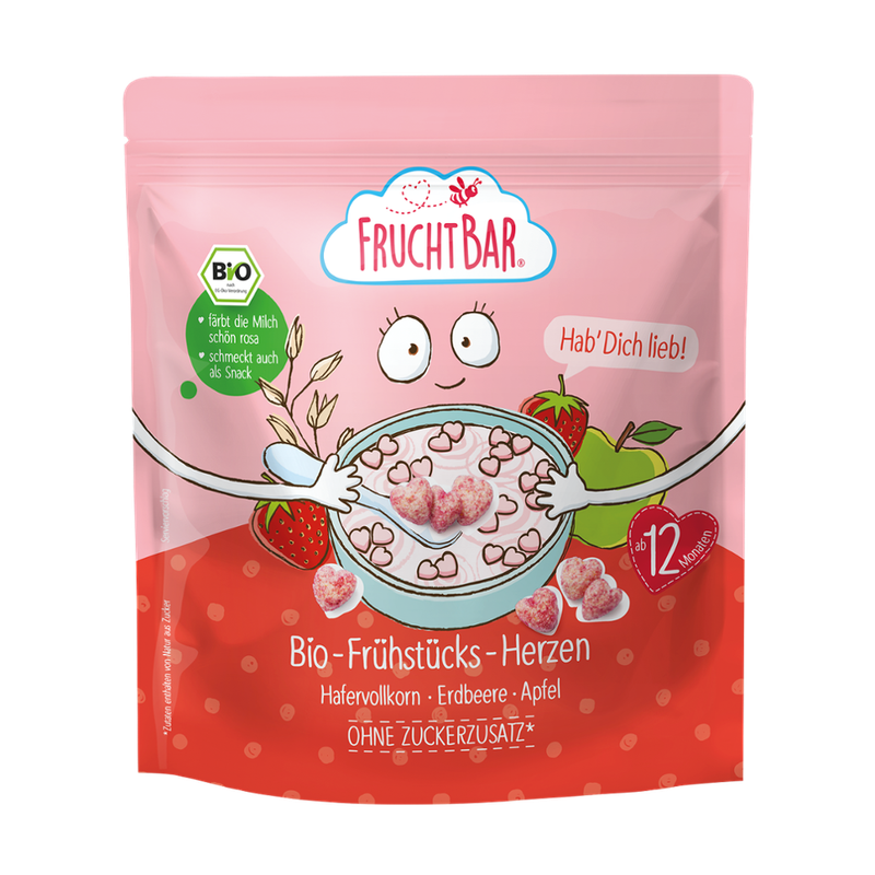 FruchtBar  FruchtBar - Bio-Frühstücks-Herzen Hafervollkorn, Erdbeere,  Apfel - Produktbild