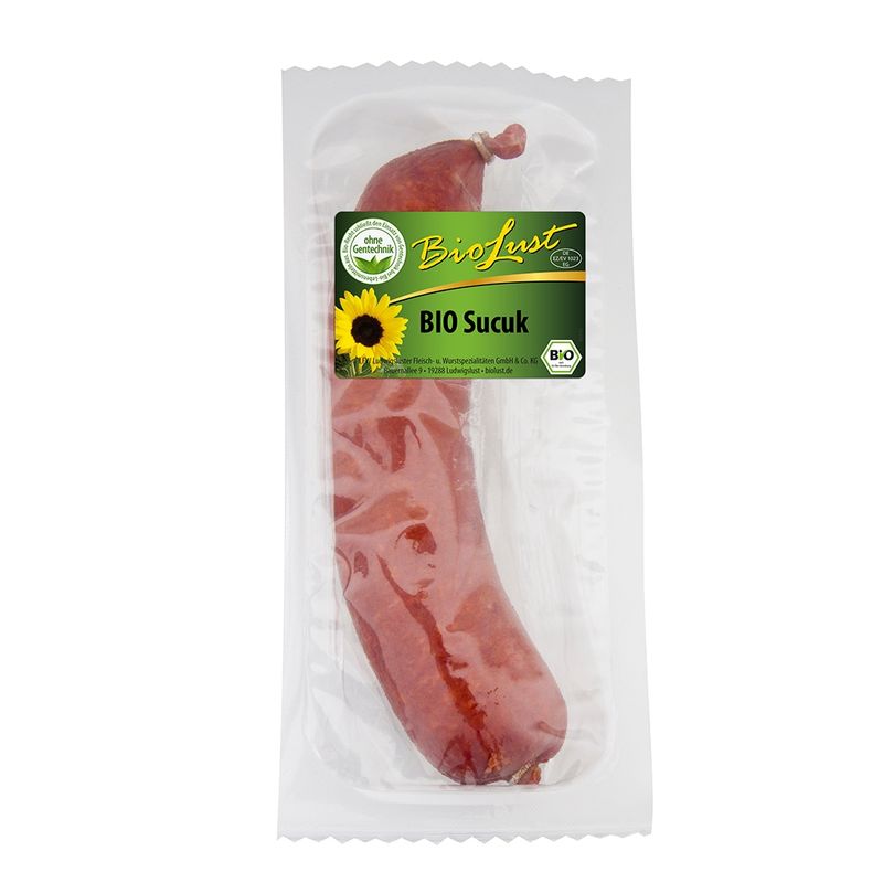 Biolust Bio Lust Sucuk (Bio Rinderkochsalami), 200g Hörnchen - Produktbild