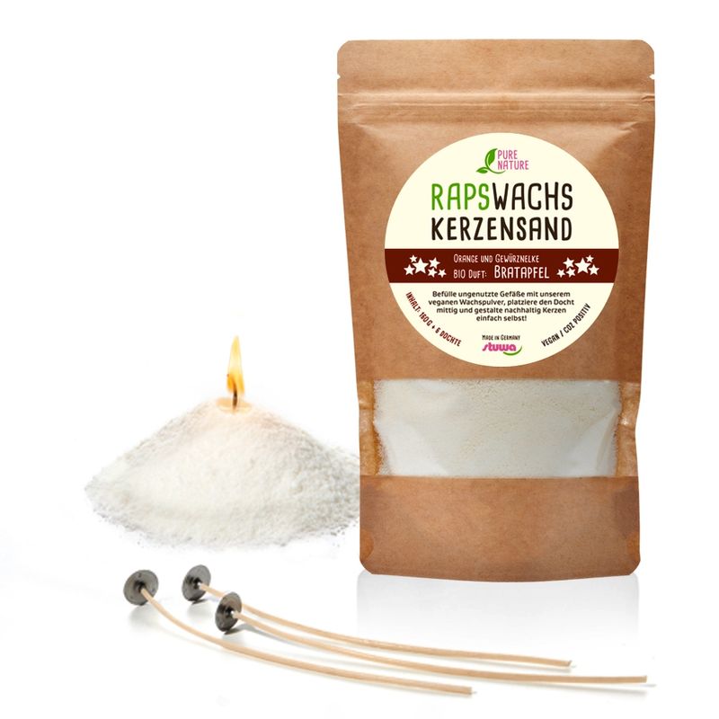 stuwa Rapswachs Kerzensand Winter Edition mit Bratapfel Natura Duft 160g Beutel / Vegan - Produktbild