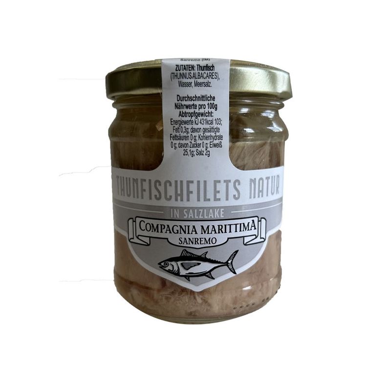 Compagnia Marittima Sanremo  Thunfisch-Filets am Stück - handgelegt & schonend gegart - in Salzlake - Produktbild