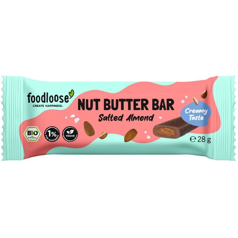 foodloose Bio-Nut Butter Bar Salted Almond von foodloose, vegan, glutenfrei, laktosefrei - Produktbild