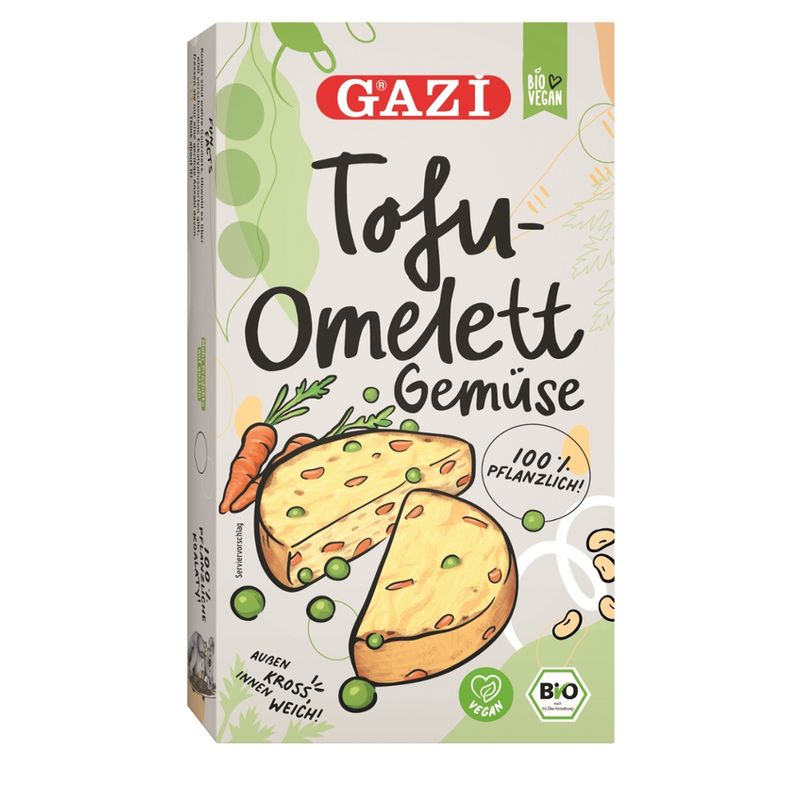 GAZi BIO GAZi VEGAN Bio-Tofu-Omelett Gemüse 6x180g - je 2x90g separat verpack - Produktbild