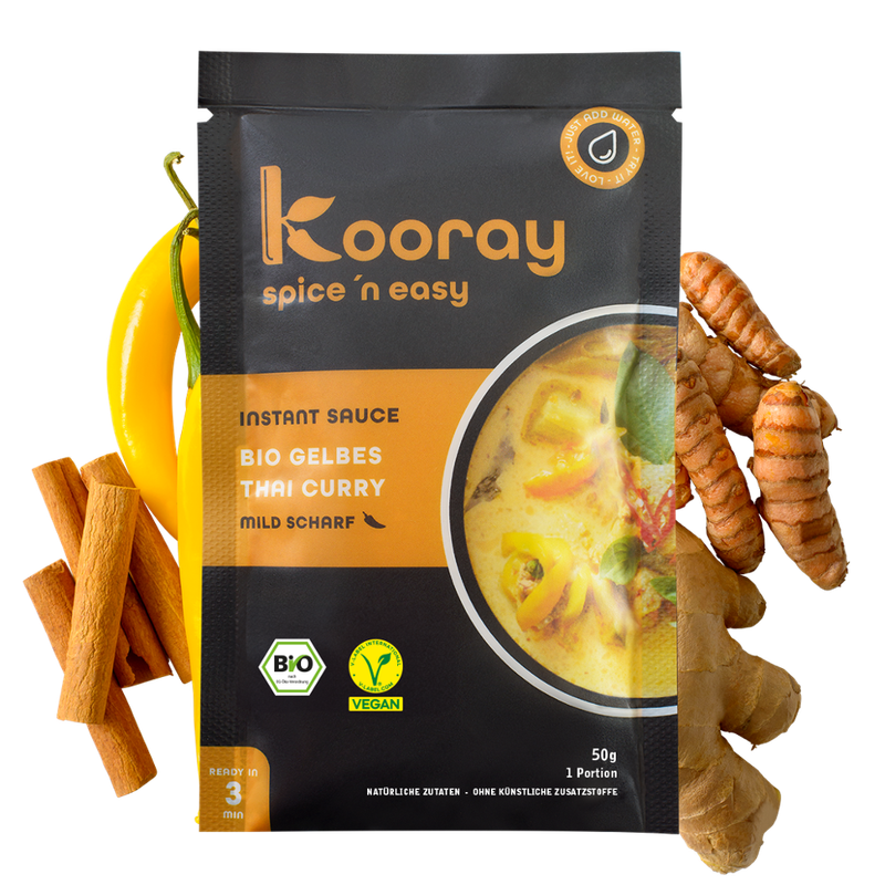 Kooray spice 'n easy Kooray spice ' n easy I Instant Sauce I Bio gelbes Thai Curry I mild scharf - Produktbild