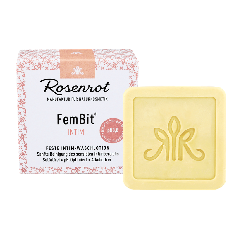 Rosenrot Naturkosmetik FemBit® Intim - Feste Intimwaschlotion - Sanfte Reinigung des sensiblen Intimbereichs - Produktbild