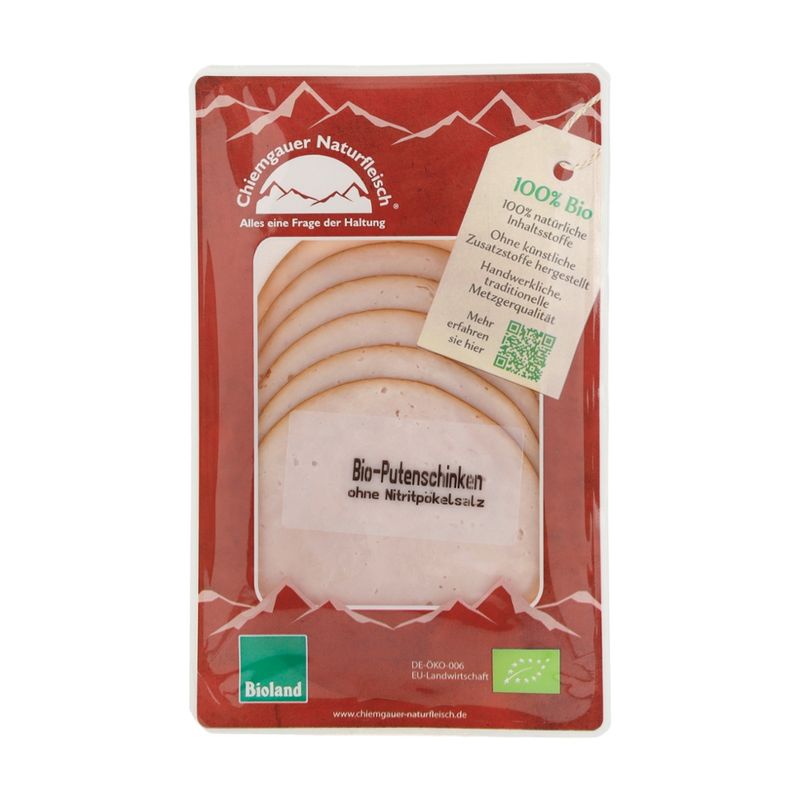 Chiemgauer Naturfleisch Putenschinken, geschn. 70 g, SB, kbA - Produktbild
