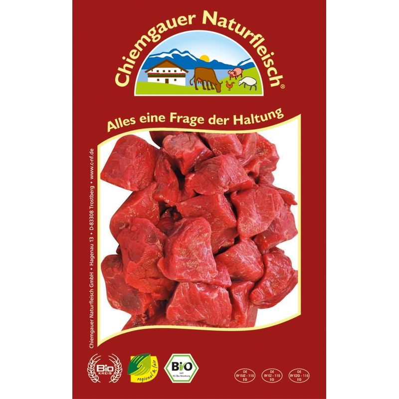 Chiemgauer Naturfleisch R-Gulasch, geschn. ca. 400 g, SB, kbA - Produktbild