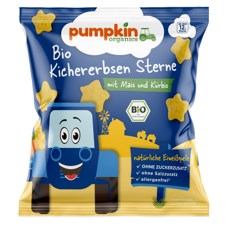 Pumpkin Organics Pumpkin Organics: Bio Kichererbsen Sterne mit Mais und Kürbis - Produktbild