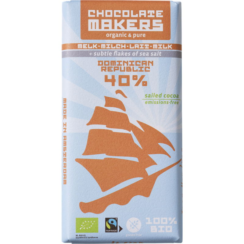 Chocolatemakers Bio Tres Hombres Tafel Milch 40% mit Meersalz - Produktbild