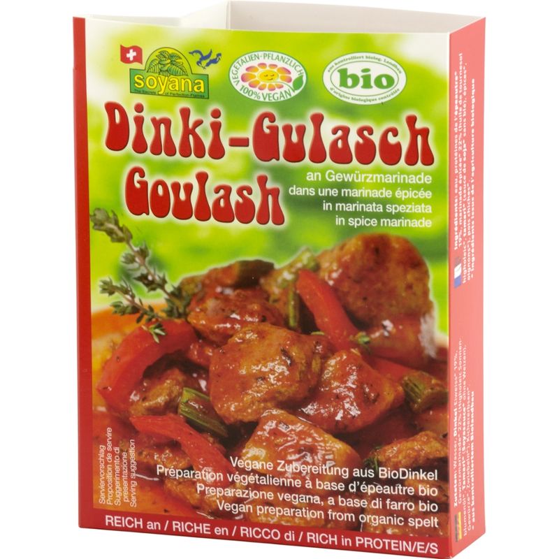 Soyana Dinki-Gulasch an Gewürzmarinade - vegane Zubereitung aus BioDinkel - Produktbild