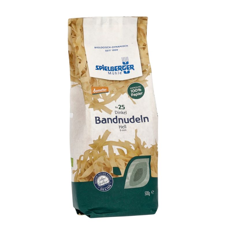 Spielberger Mühle Dinkel Bandnudeln, hell, 9 mm, demeter - Produktbild