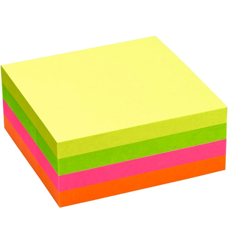 memo memo Haftnotizen 320 Blatt 75 x 75 mm, pink/gelb/grün/orange, FSC-zertifiziert - Produktbild