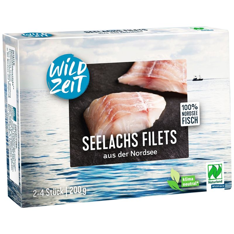 WildZeit Naturland Wildfisch Seelachs Filets aus der Nordsee, ohne Haut - Produktbild